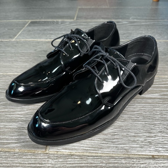 Pronto Uomo Tuxedo Shoes Patent Leather Men’s Size 12D Oxford Lace Up Wedding - Picture 1 of 11